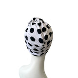 White Dotted Vintage Style Front Knot Turban