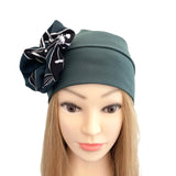 Colourful Cotton Beanie Hat with a Rosette