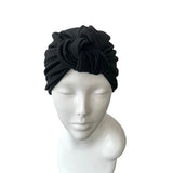 Black Stretchy Double Layered Turban Hat