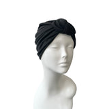 Black Stretchy Double Layered Turban Hat