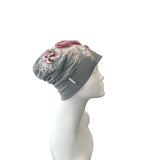 Grey Embellished Fashion Slouchy Beanie Hat 