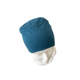 Teal Blue Soft Seamless Bamboo Turban Beanie Hat with Detachable Floral Headband