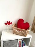 Handmade Red Boucle Teddy Heart Cushion