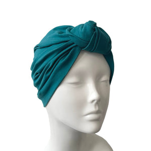 Teal Knotted Cotton Turban 