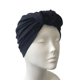 navy blue front knot turban