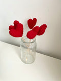 Red Sherpa Boucle Heart Bouquet - Set of 5 Fabric Hearts