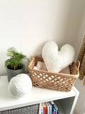 White Boucle Teddy Heart and Sphere Shaped Cushions