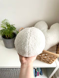 White Boucle Teddy Heart and Sphere Shaped Cushions