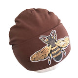 Brown Embellished Bumble Bee Beanie Hat for Women